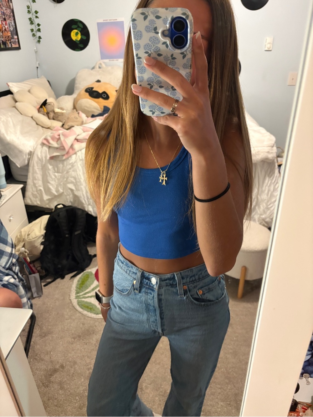 SHEIN Royal Blue Ribbed Crop Tank